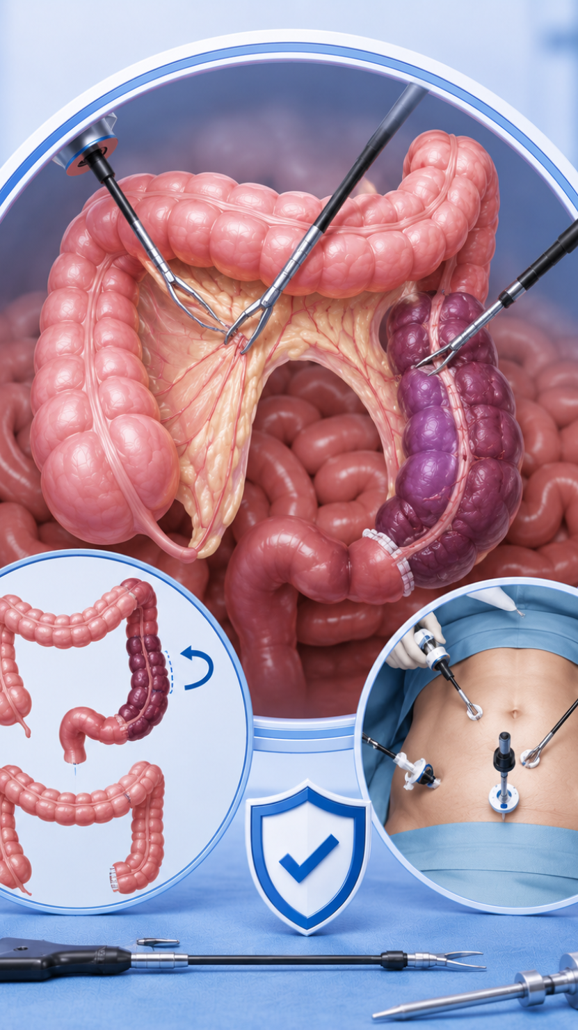 Laparoscopic hemicolectomy colon surgery at AnuSri Hospitals Secunderabad Hyderabad